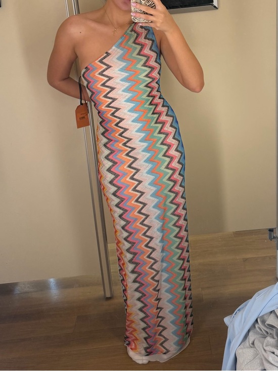 Missoni Dresses & Skirts - Missoni Multicolor Zigzag One-Shoulder Maxi Dress